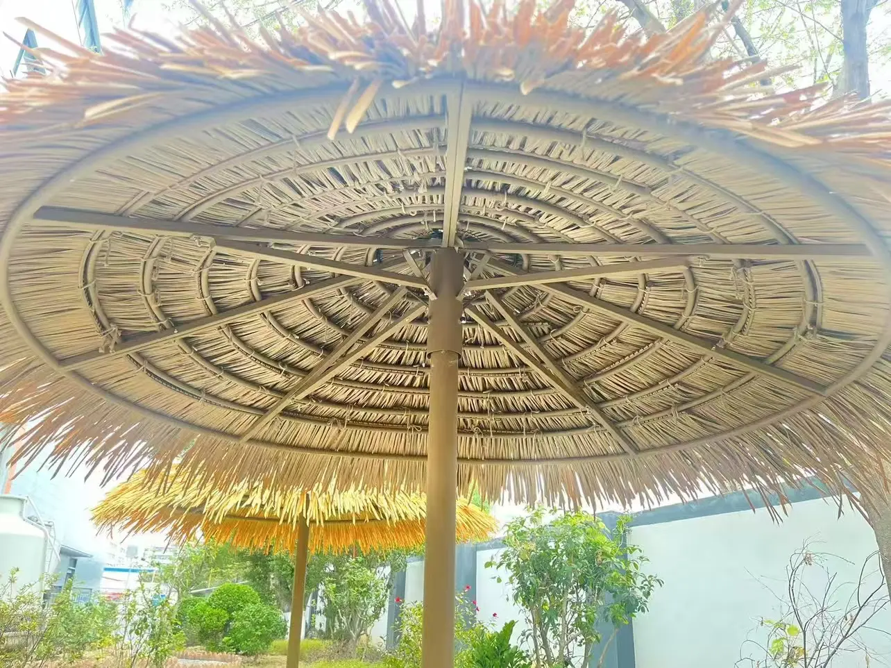 Yellow LEISURE THATCH resort, public building simulation simulation thatched umbrella, courtyard simulation thatched umbrella manufacturer - Image 4